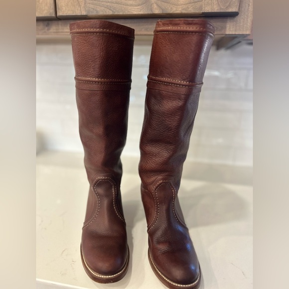 Frye Jane stitch leather heeled knee boots 9.5 classic luxury riding western - Picture 3 of 9